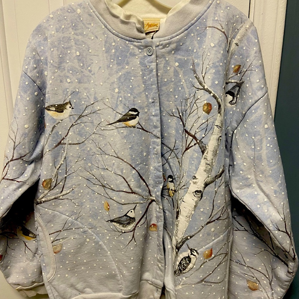 Vintage Artisans Winter Bird Sweatshirt Size Large
